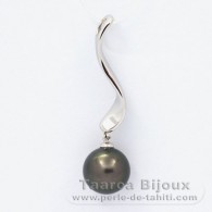 Ciondolo in Argento e 1 Perla di Tahiti Rotonda C 11.1 mm