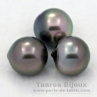 Lotto di 3 Perle di Tahiti Semi-Barroca C di 12 a 12.3 mm