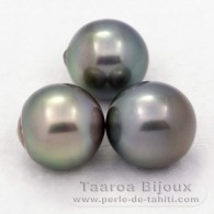 Lotto di 3 Perle di Tahiti Semi-Barroca C di 12 a 12.4 mm