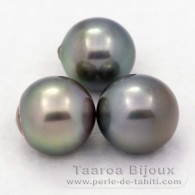 Lotto di 3 Perle di Tahiti Semi-Barocche C di 12 a 12.4 mm