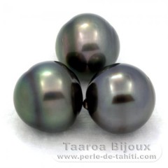 Lotto di 3 Perle di Tahiti Cerchiate C di 12.6 a 12.9 mm