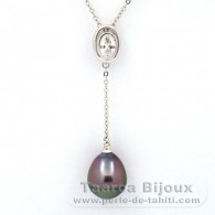 Collana in Argento e 1 Perla di Tahiti Semi-Barocca B 10.3 mm