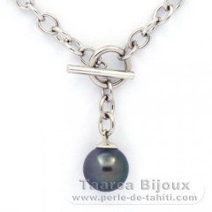 Braccialetto in Argento e 1 Perla di Tahiti Rotonda C 10.7 mm