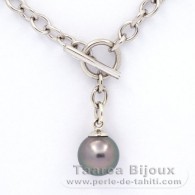 Braccialetto in Argento e 1 Perla di Tahiti Rotonda C 10.2 mm