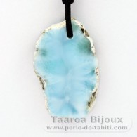 Collana in Cotone e 1 Larimar - 37 x 23 x 6 mm - 10.3 gr