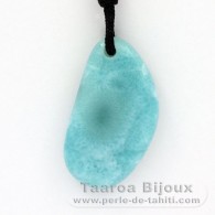 Collana in Cotone e 1 Larimar - 29 x 17 x 5.6 mm - 5.33 gr