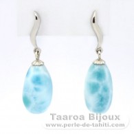 Orecchini in Argento e 2 Larimar - 15 x 7.5 x 8.5 mm - 2.97 gr