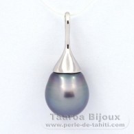 Ciondolo in Argento e 1 Perla di Tahiti Semi-Baroccha C 12.6 mm