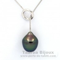 Collana in Argento e 1 Perla di Tahiti Semi-Barocca B 11.2 mm