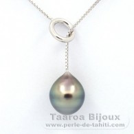 Collana in Argento e 1 Perla di Tahiti Semi-Barocca B 11.1 mm