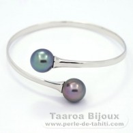 Braccialetto in Argento e 2 Perle di Tahiti Rotonda C 11.5 mm