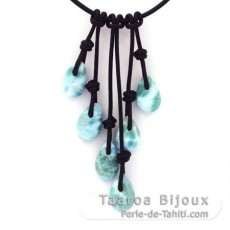 Collana in Cuoio e 7 Larimar - 13.6 gr