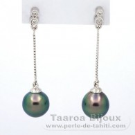 Orecchini in Argento e 2 Perle di Tahiti Semi-Barroca B 8.6 mm