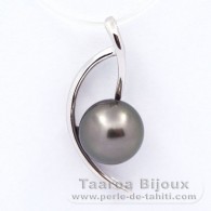Ciondolo in Argento e 1 Perla di Tahiti Rotonda C 9.1 mm
