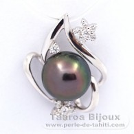 Ciondolo in Argento e 1 Perla di Tahiti Rotonda C 9.6 mm