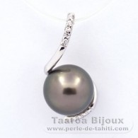 Ciondolo in Argento e 1 Perla di Tahiti Rotonda C 9.9 mm