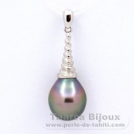 Ciondolo in Argento e 1 Perla di Tahiti Semi-Barocca B 10.3 mm