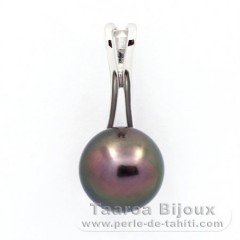 Ciondolo in Argento e 1 Perla di Tahiti Rotonda C 10.3 mm