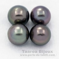 Lotto di 4 Perle di Tahiti Rotonda C di 8.1 a 8.4 mm