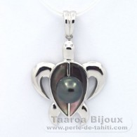 Ciondolo in Argento e 1 Perla di Tahiti Rotonda C 8.2 mm