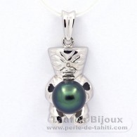 Ciondolo in Argento e 1 Perla di Tahiti Semi-Barocca B+ 8.8 mm