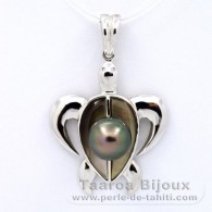Ciondolo in Argento e 1 Perla di Tahiti Rotonda C 8.3 mm