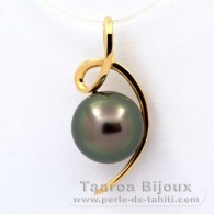 Ciondolo in Oro 18K e 1 Perla di Tahiti Rotonda A 8.6 mm