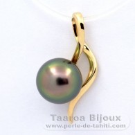 Ciondolo in Oro 18K e 1 Perla di Tahiti Semi-Rotonda A 8.3 mm