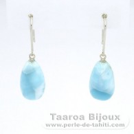 Orecchini in Oro Bianco 14K e 2 Larimar - 14 x 8.3 x 7.2 mm - 2.73 gr