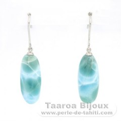 Orecchini in Argento e 2 Larimar - 22 x 9 x 7.5 mm - 5.3 gr