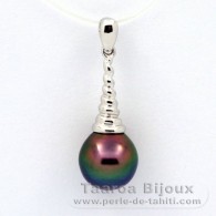 Ciondolo in Argento e 1 Perla di Tahiti Semi-Barocca B+ 9.5 mm