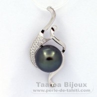 Ciondolo in Argento e 1 Perla di Tahiti Semi-Barocca C 11.3 mm