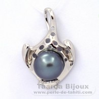 Ciondolo in Argento e 1 Perla di Tahiti Semi-Barocca C 13.2 mm