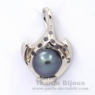 Ciondolo in Argento e 1 Perla di Tahiti Semi-Baroccha C 13.2 mm