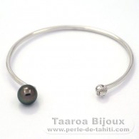 Braccialetto in Argento e 1 Perla di Tahiti Rotonda C 8.9 mm