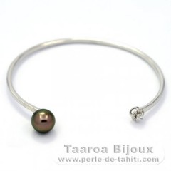 Braccialetto in Argento e 1 Perla di Tahiti Rotonda B 8.5 mm