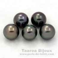 Lotto di 5 Perle di Tahiti Rotonda C di 8 a 8.4 mm
