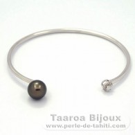 Braccialetto in Argento e 1 Perla di Tahiti Rotonda A 8.8 mm