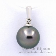 Ciondolo in Oro bianco 18K e 1 Perla di Tahiti Rotonda B 9.4 mm