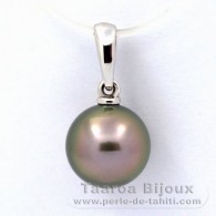 Ciondolo in Oro bianco 18K e 1 Perla di Tahiti Rotonda B 9.3 mm