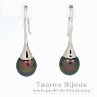 Orecchini in Argento e 2 Perle di Tahiti Semi-Barroca A 9.3 mm