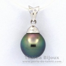Ciondolo in Argento e 1 Perla di Tahiti Semi-Barocca B+ 9.7 mm