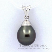 Ciondolo in Argento e 1 Perla di Tahiti Semi-Barocca B 9.5 mm