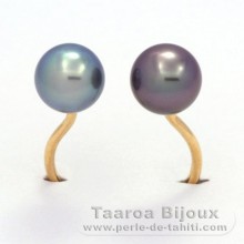 Anello in Oro 18K e 2 Perle di Tahiti Rotonda B+ 8.3 e 8.5 mm