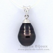 Ciondolo in Argento e 1 Perla di Tahiti Cerchiate C 10.4 mm