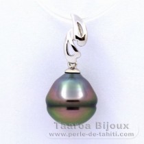 Ciondolo in Argento e 1 Perla di Tahiti Cerchiata B 11.4 mm