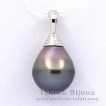 Ciondolo in Argento e 1 Perla di Tahiti Cerchiata B 12.5 mm