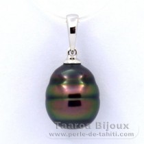 Ciondolo in Argento e 1 Perla di Tahiti Cerchiate B 10.5 mm