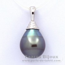 Ciondolo in Argento e 1 Perla di Tahiti Cerchiate B 11.6 mm