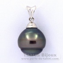Ciondolo in Argento e 1 Perla di Tahiti Cerchiate B 13.1 mm